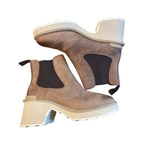 Sorel Brex Chelsea Boot Size 8 Waterproof Leather Brown Block Heel Platform